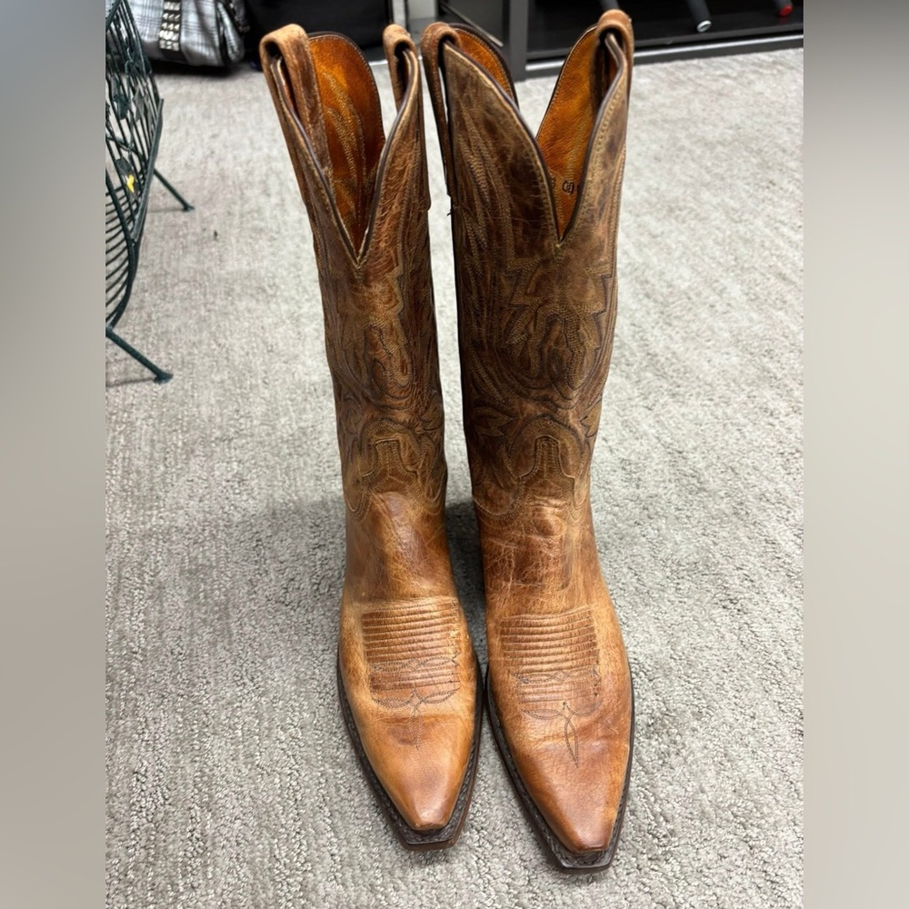 Lucchese Brown Leather Cowboy Boots